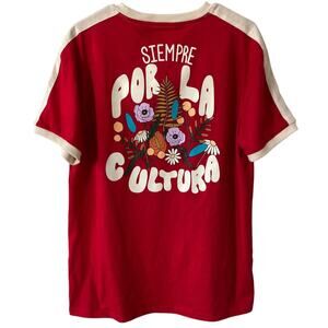 LATINO HERITAGE MONTH Oversized Graphic T Shirt Red Size Medium Short Sleeve